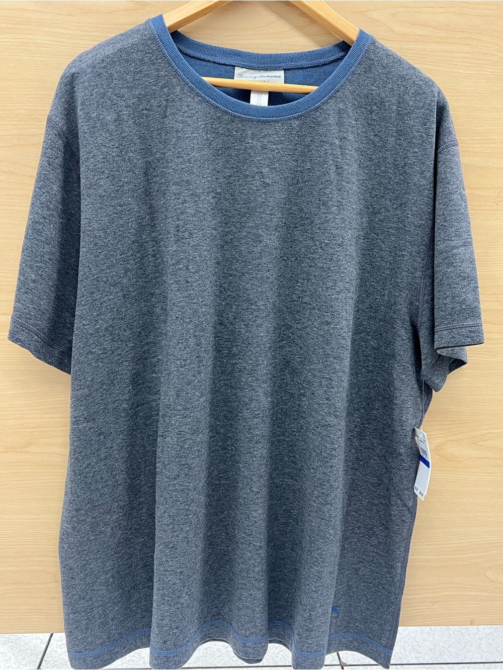 Tommy Bahama Men's Heather Slate Crewneck Tee with Blue Trim